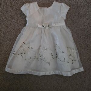 Youngland Ivory Floral Organza Party Dress